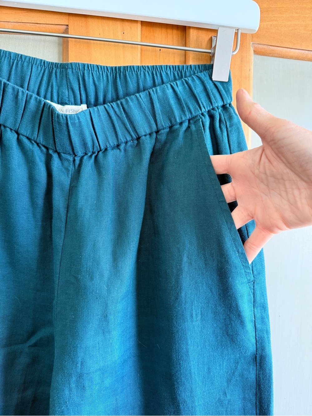 Eileen Fisher linen straight leg trousers - Picture 3 of 6